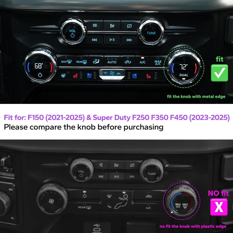 Polodunn ملحقات فورد F150 2021-2025 2026 و سوبر ديوتي F250 F350 F450 2023-2026، مجموعة غطاء مقبض من سبائك الألمنيوم 9 قطع - بدء التشغيل، تكييف الهواء، الصوت، المصابيح الأمامية، المقطورة ووضع القيادة (أرجواني) - Image 2